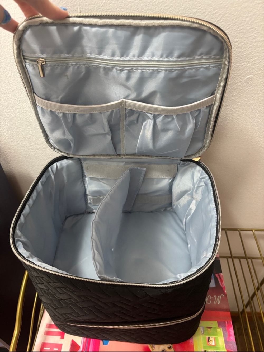 Quilted Black Nail Supplies Organizer